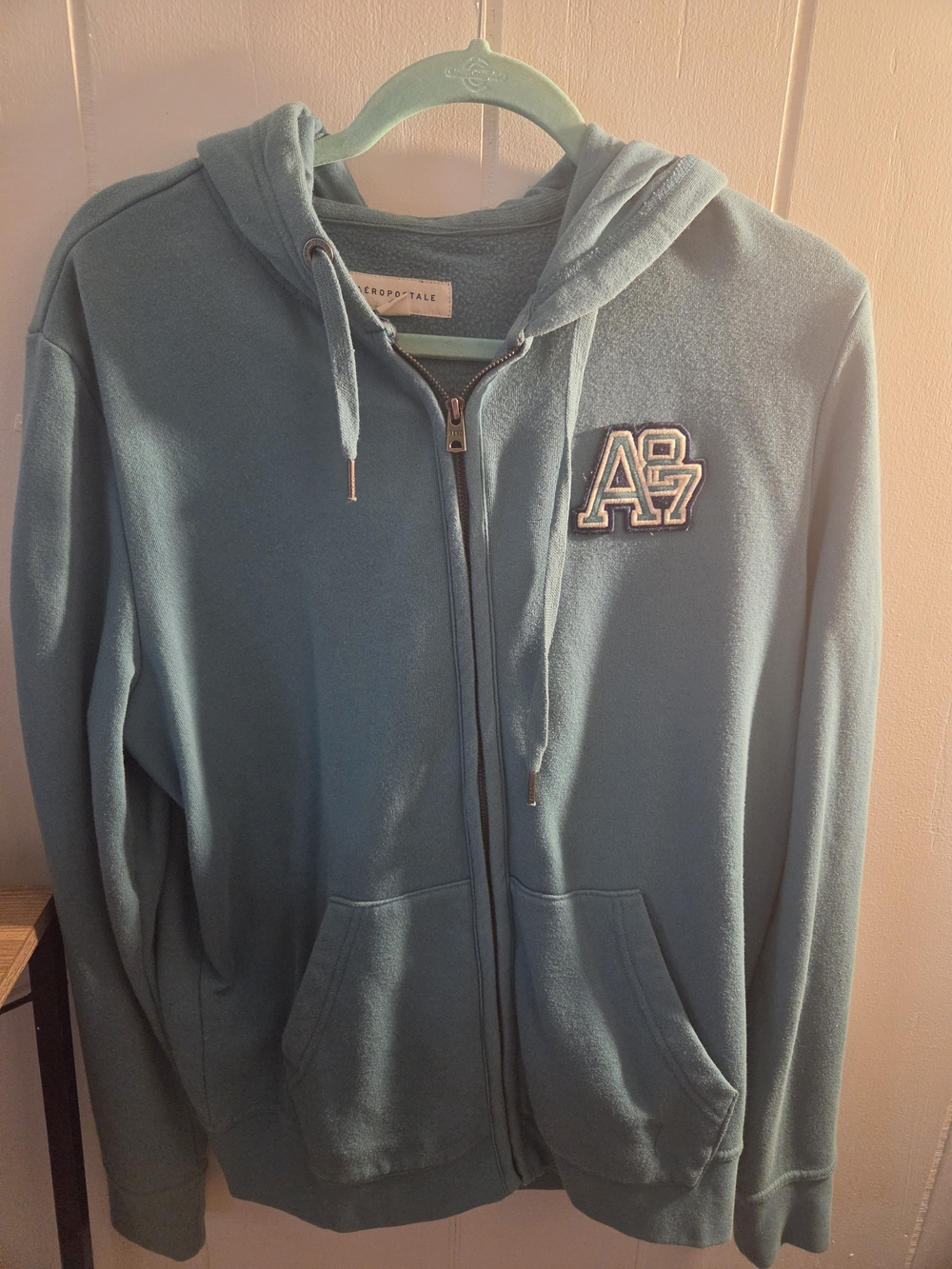Aeropostale Teal Zip-Up Hooded Sweatshirt